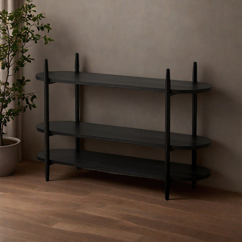 Console ouverte et minimaliste en bois, Noir