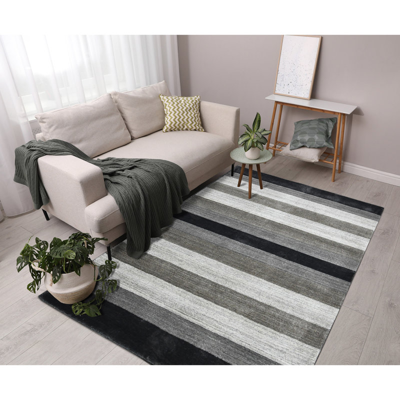 Handmade Gray Wool and Viscose 4' x 6' Reversible Area Rug