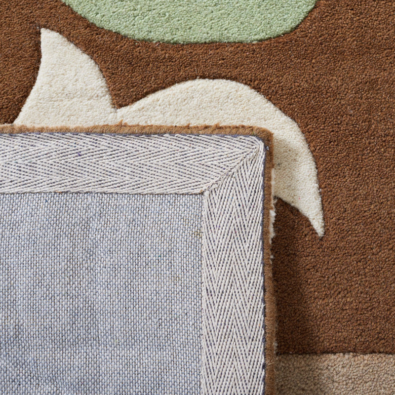 Tapis brun en laine touffeté à la main Chanler, Rond 6 pi