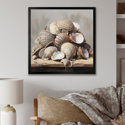 Grey Clam Coastal Harmony I - Animals Wall Art Living Room