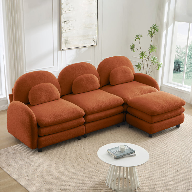 Canapé 3 places Teddy, H 35,4 po x l 98,2 po x P 55,5 po, Orange