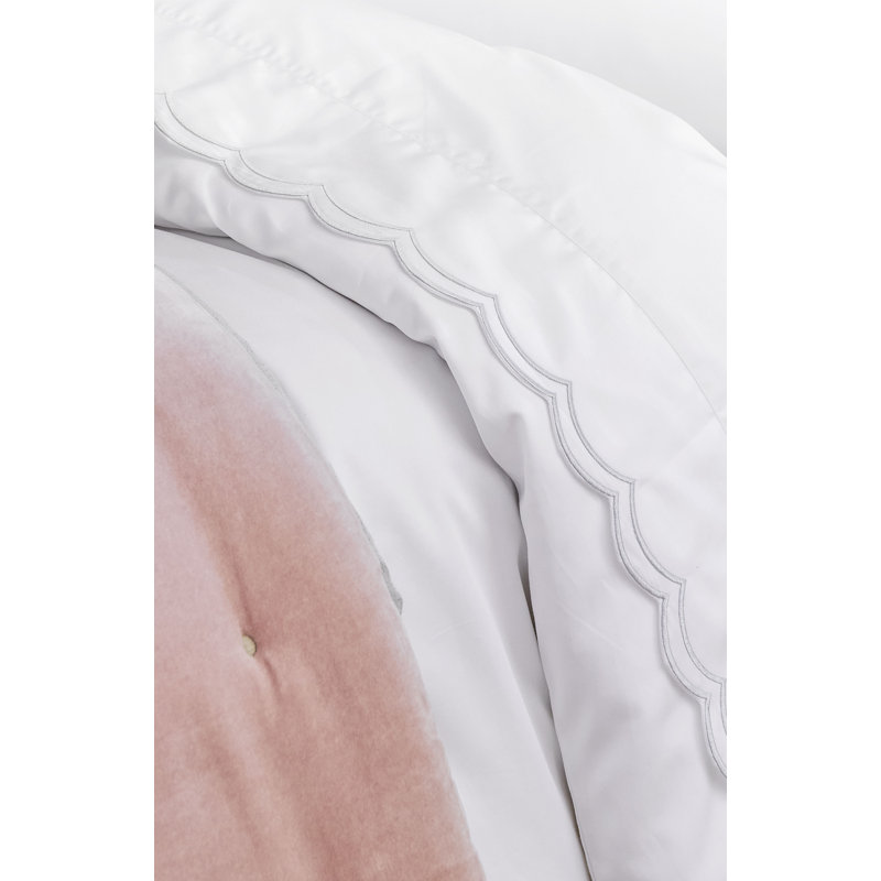 Scallop Edge Flat Sheet, California King/King Flat Sheet, White/Silver