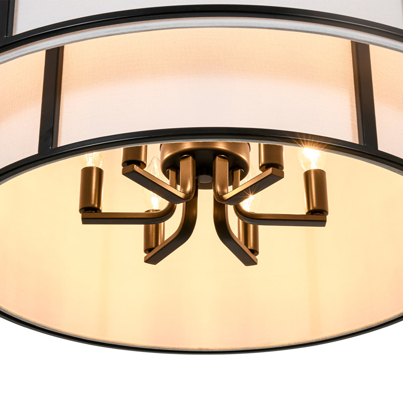 Lustre tambour 6 niveaux en tissu