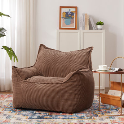 Modern Compression 39"W Oversized Corduroy Bean Bag Chair Filled with Memory Sponge