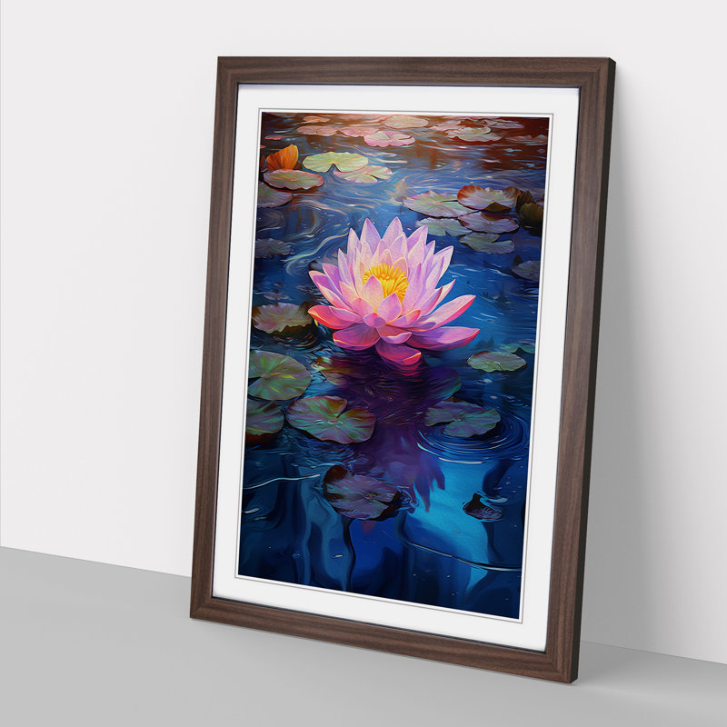 Water Lily Digital Art - Framed Print, 34cm H x 25cm W, Walnut Framed