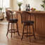 Ensemble de 4 tabourets de bar pivotants à hauteur de comptoir de 25 po avec dossiers, structure en bois brun-92886685-92886686