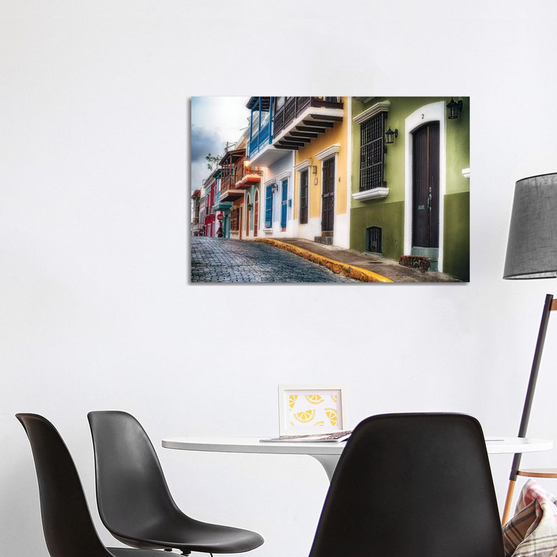 Low Angle View Of Houses On A Cobblestone Street by George Oze - Wrapped Canvas Painting, 101.6 cm H x 66.04 cm W x 1.91 cm D
