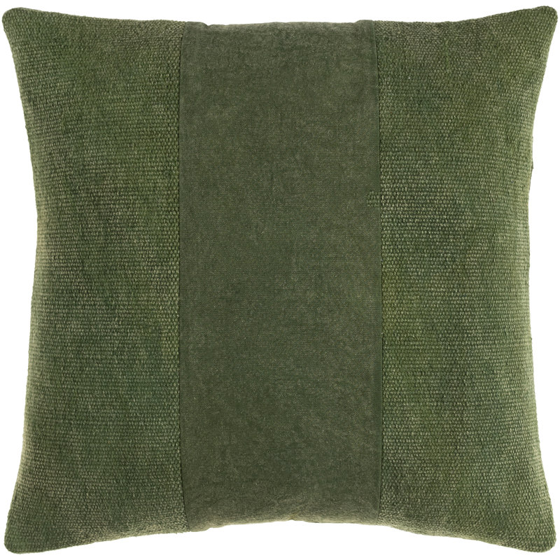 Housse et insert de coussin carré 100% coton Dunbar, Vert foncé, Bourre en polyester, 18" x 18"