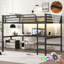 Lit mezzanine grand lit pour petite chambre à coucher avec cadre en métal noir élégant et peu encombrant avec prises de courant intégrées et lumières DEL