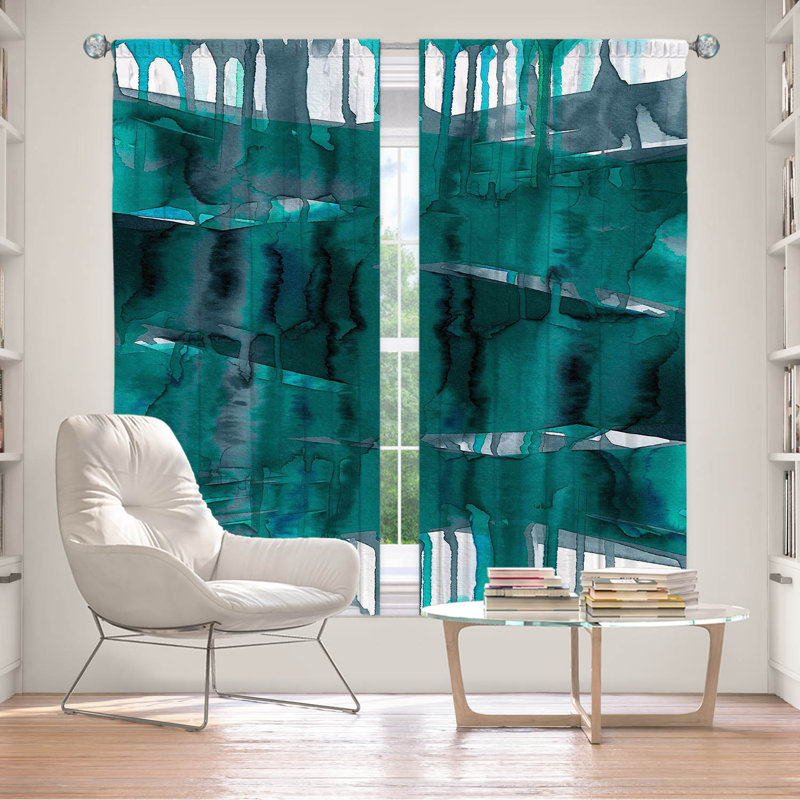 Jemine Room Darkening Curtain Pair, 40" W x 61" L, Teal