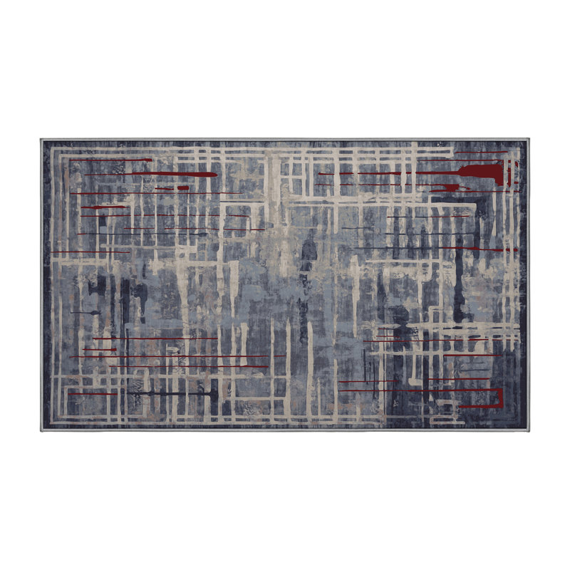 Tapis gris soyeux et moelleux, Rectangle de 5 pi x 8 pi