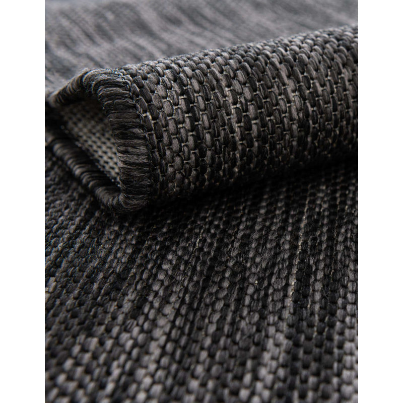 Tapis intérieur / extérieur en polypropylène géométrique tissé à la machine en noir / blanc