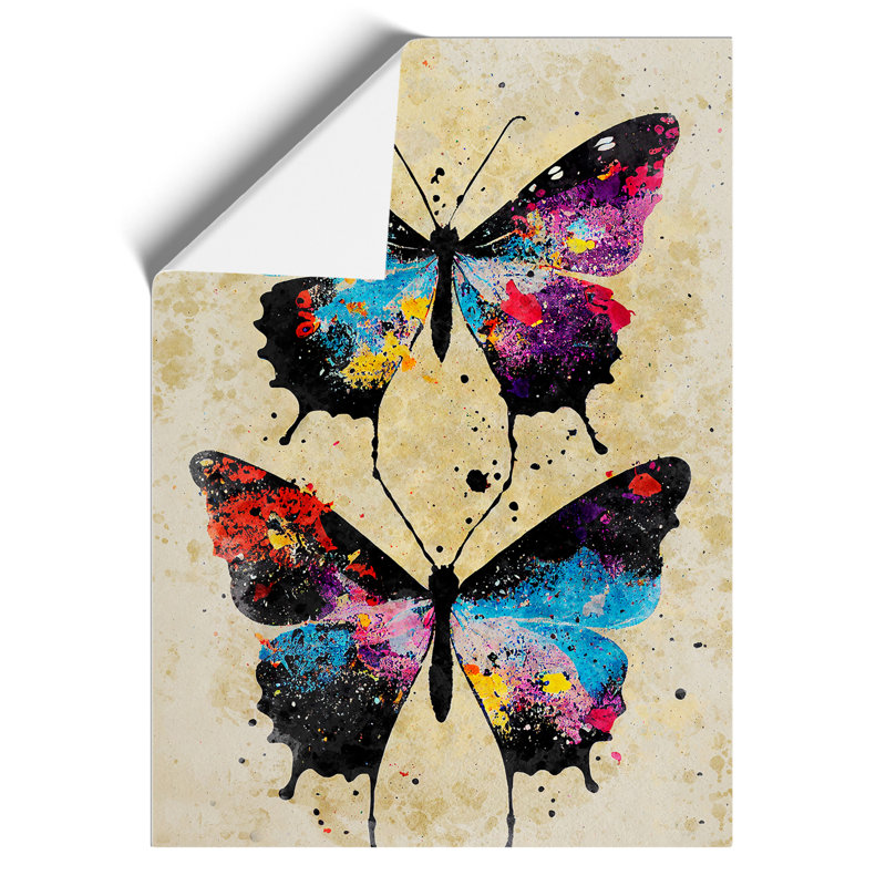 Butterflies Paint Splatter No.1 - Wall Art, Paper, 29.7cm H x 21cm W, No Matte