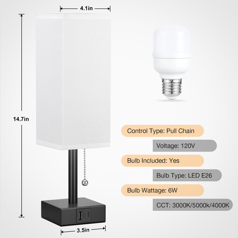 Table Lamp with 3 Colour Temperatures, Black, White