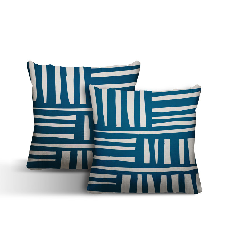 No Decorative Addition Outdoor Reversible Throw Pillow, 17W" x 17H", Turquoise