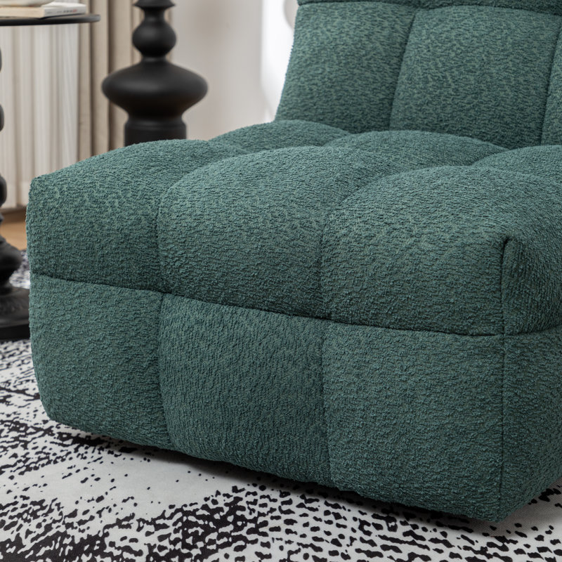 Avdul 28.5 Wide Armless Tufted Swivel Chair, Green