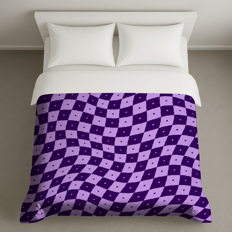 Housses de couette à carreaux mauves, Twin