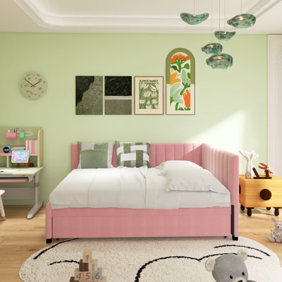 Upholstered Daybed With Trundle Sofa Bed Frame by Latitude Run