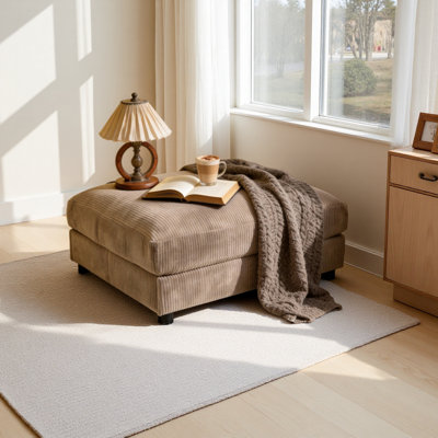 Corduroy Upholstered Rectangle Ottoman