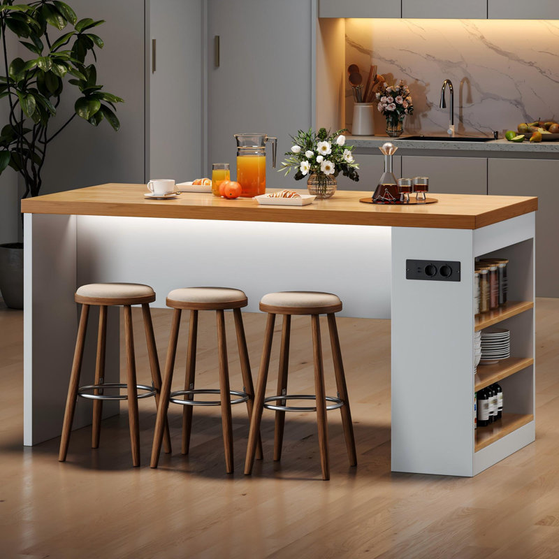 80 cm W Kitchen Island, White