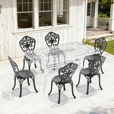 Ensemble de 6 chaises de salle à manger d'extérieur en aluminium moulé, largeur du siège 15,35 pouces