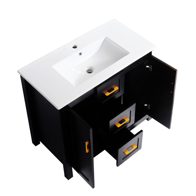 36"  Bathroom Vanity With Single Sink, Black