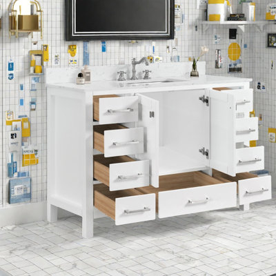 Modern, Solid Wood Vanity Cabinet And Sink For Spacious Bathroom