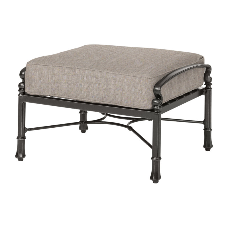 Bella Vista Outdoor Ottoman, Cast Ash Sunbrella® Plainweave, Midnight Gold