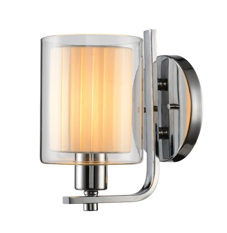 Pittsfield Armed Sconce, Chrome, Off White