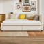 Lit de jour double avec tiroirs de rangement Lit de coin rembourré avec tête de lit en L Structure de lit de jour en velours pour chambre d'amis - Beige