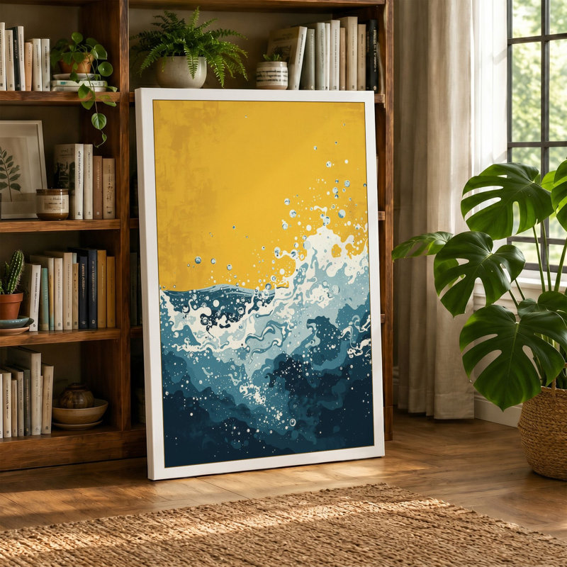 Wave in Motion Modern - Wrapped Canvas, 24x16 - 61.0 x 40.6 cm, Taupe Border