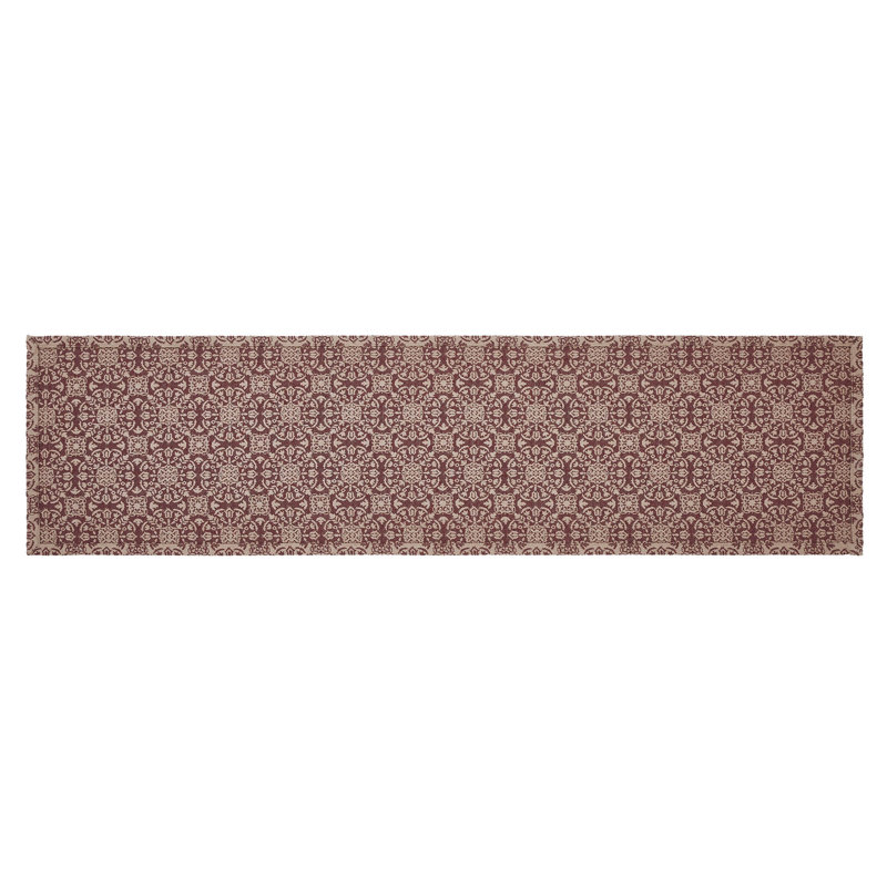  Chemin de table rectangulaire Custom House, Brun clair / rouge, 48 po x 12 po