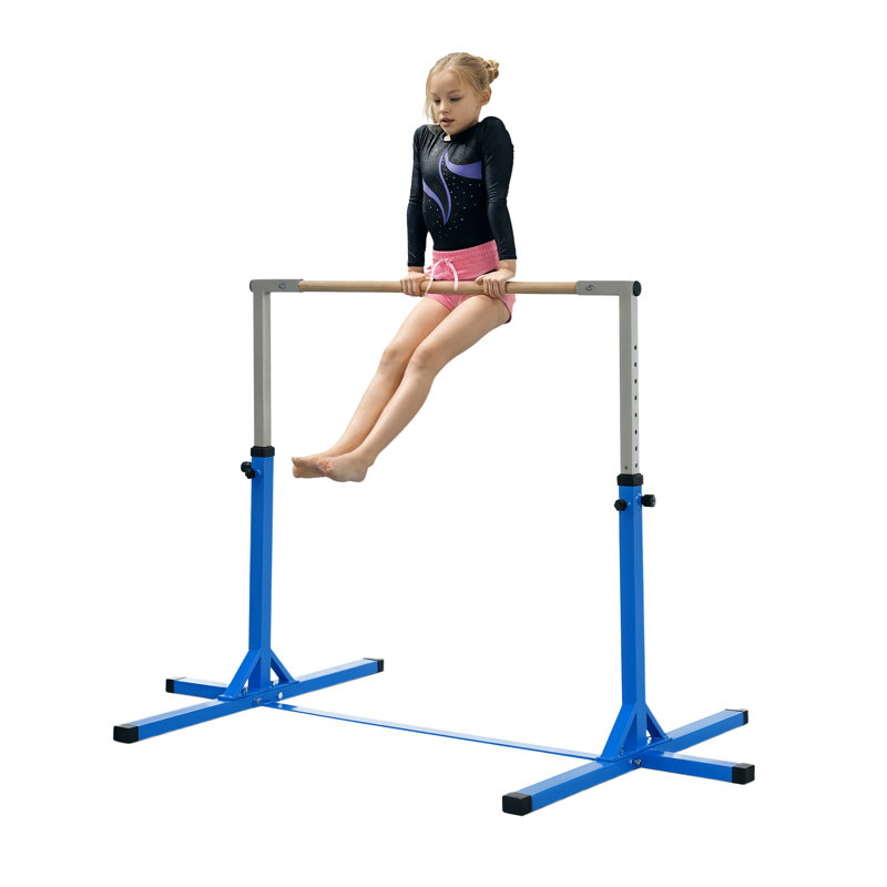 Freeport Park Foshee Gymnastics Bar 92-150 cm Height Adjustable for Kids, Blue