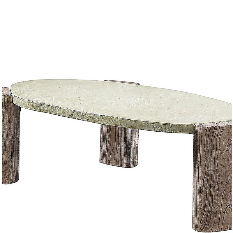 Table basse rectangulaire patinée gris et chêne