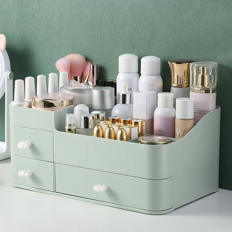 Organisateur de maquillage pour grande capacité, Vert