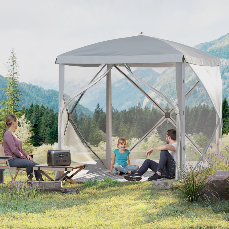 Tente de pop-up avec abri de jardin, Gris clair