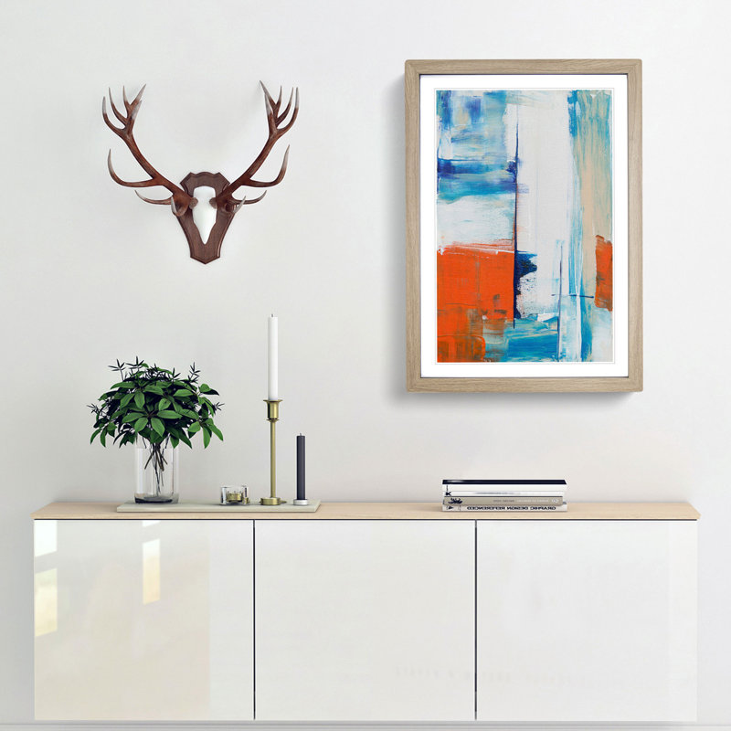 Abstract Art Painting Vol.327 by S.Johnson - Picture Frame Painting Print, Oak Framed, 87cm H x 62cm W x 2cm D