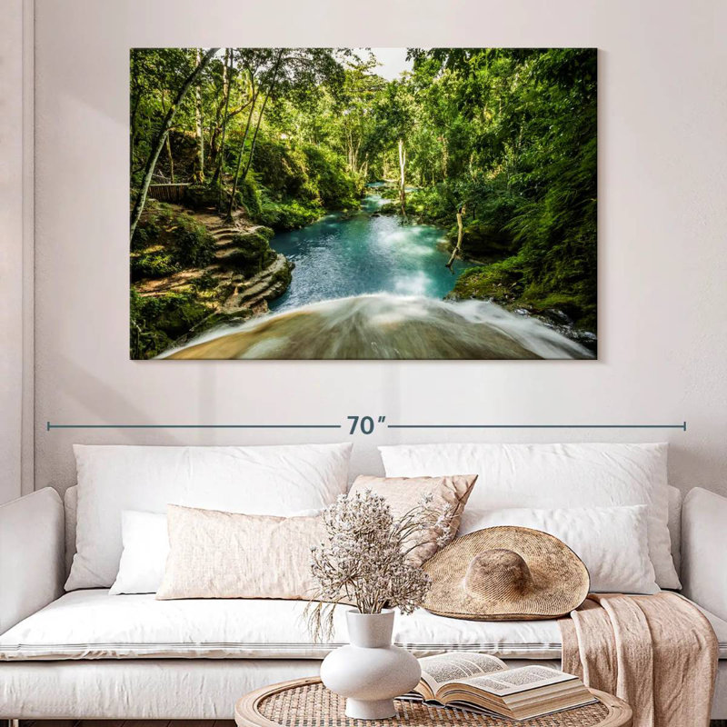 Alvord Jamaican Waterfall Paradise, 34" H x 51" W