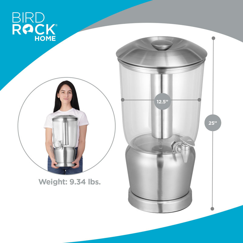 Grand distributeur de boissons 5 gallons avec support, robinet en acier inoxydable et deux chambres à glace 