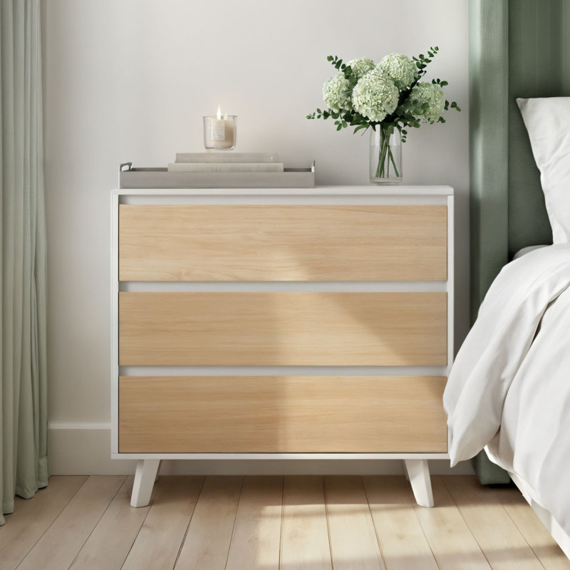 Lauritzen Plank+Beam Scandinavian 3-Drawer Dresser, White/Blonde