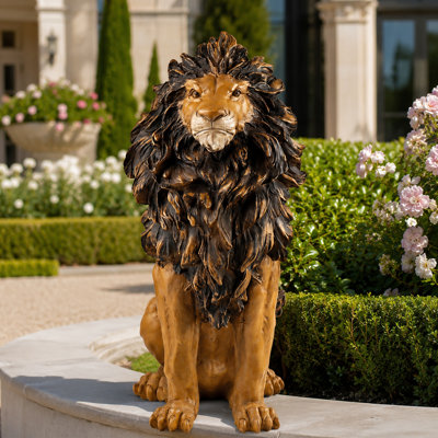 Statue de jardin en bronze antique de 19,29 pouces, sculpture de tuteur d'extérieur, décoration en résine résistante aux intempéries pour patio et entrée