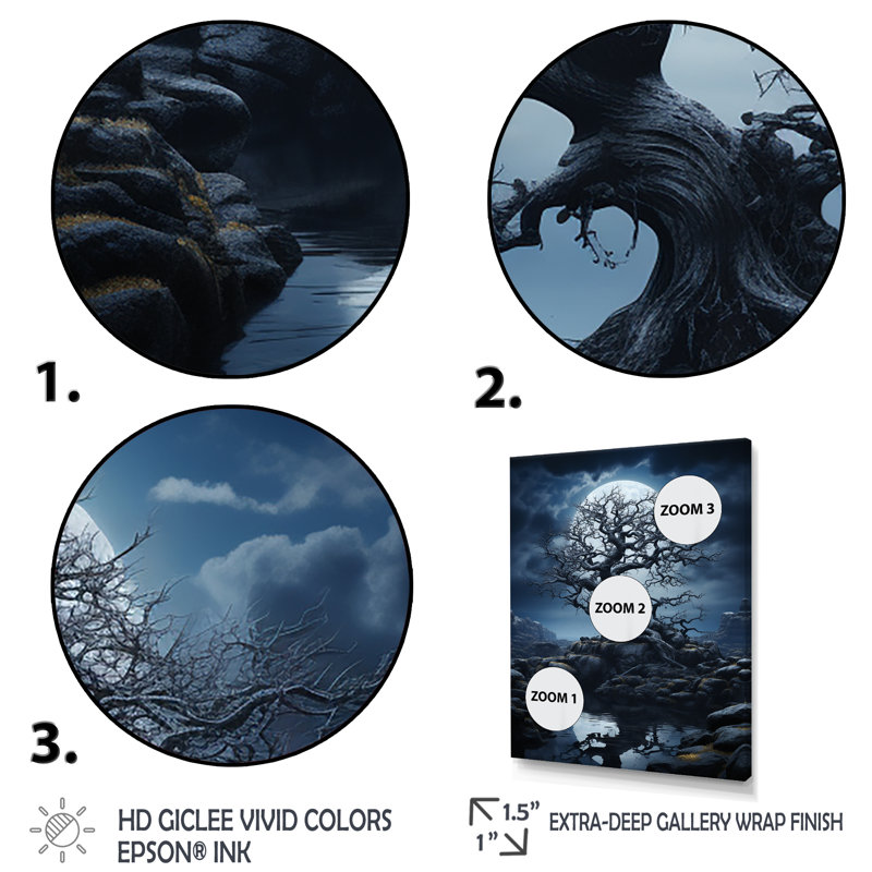 «Loy Blue Gray Tree Silent Force II», reproduction sur toile, Cadre photo blanc, H 32 po x l 24 po x P 1 po