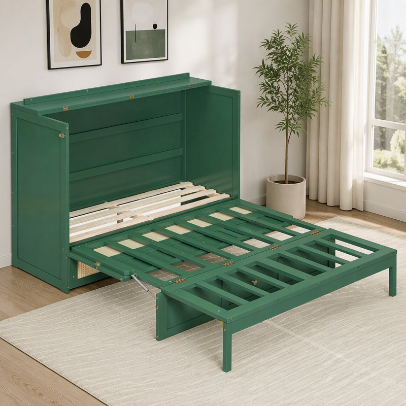 Lit escamotable avec grands tiroirs Murphy, Vert