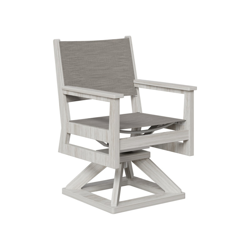 Berlin Gardens Mayhew Sling Swivel Rocker Dining Chair, Mica Pearl, Natural Seashell