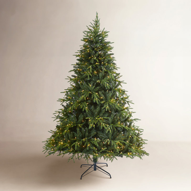 Sapin de Noël vert plume artificielle avec lumières DEL, H 7 pi