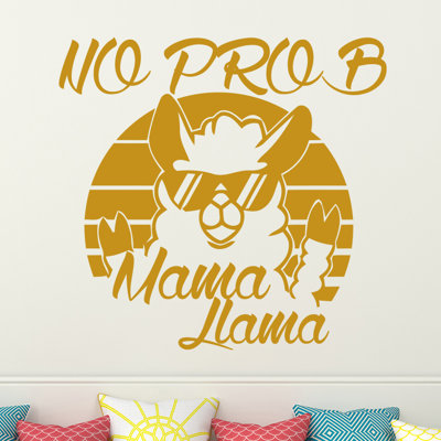Décalcomanie murale "no prob maman llama"