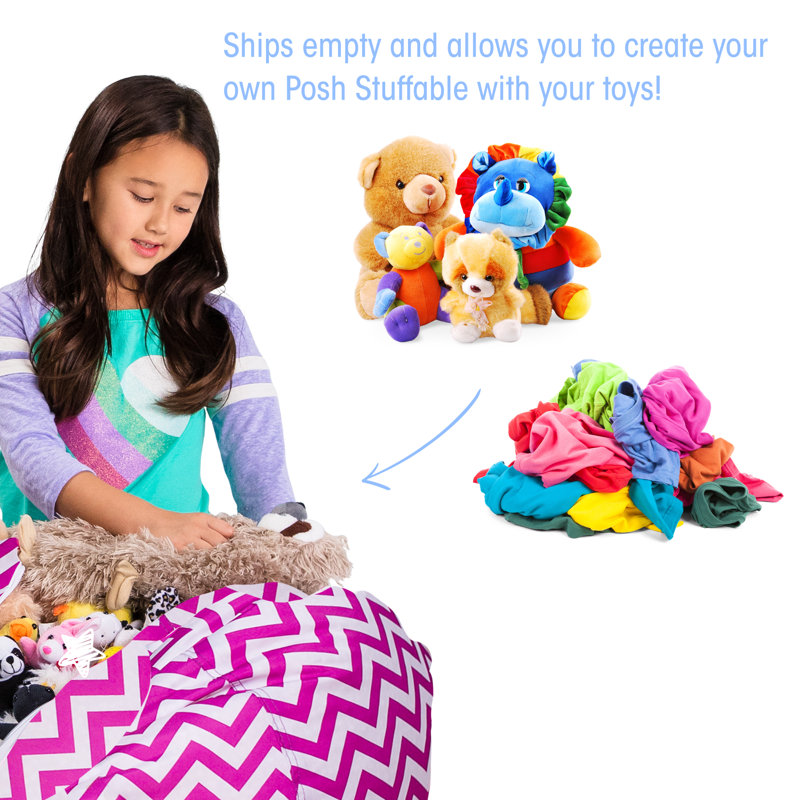Kids Bean Bag Chair Cover - Stuffed Animal Storage & Toy Organizer with Zipper - Plush Storage Kids Bean Bag Cover only for Toddlers and Children's Rooms - Organizes Pillows, Blankets, and Stuffies - Multiple Colors, Sizes, and Fabrics