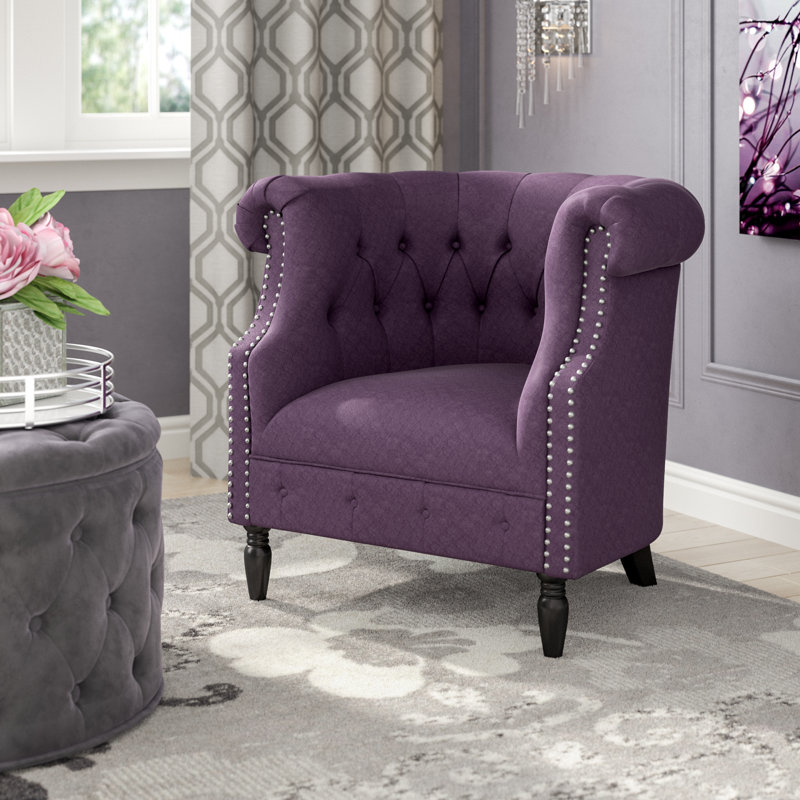 Valli Upholstered Barrel Chair, Plum Polyester