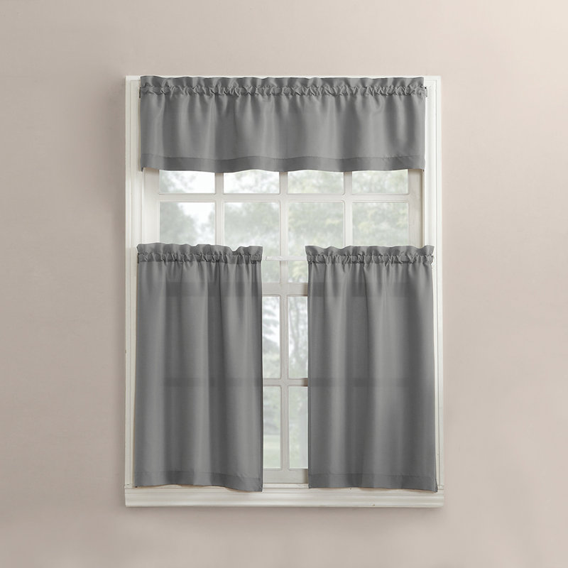 Cantonnière et volants semi-diaphanes avec passe-tringle Buchheit, l 54 po x L 36 po, Gris