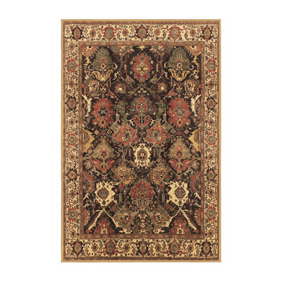 Tapis oriental brun / vert / noir Hansraj